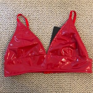 Latex bralette.